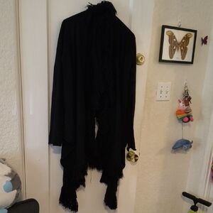 Kenar | Black Fringe Open Cardigan